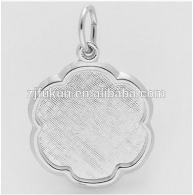 Hot Gold Sliver Brush Finish Disc Charm Logo Engraved Double Available Charm